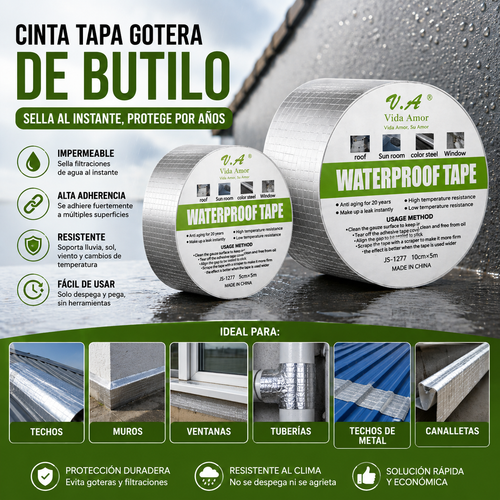 ImperFix™ Cinta Tapa Gotera De Butilo 5cm X 5mts